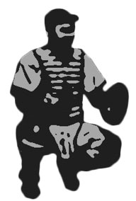 This is a photo of a drawing of a catcher playing baseball.