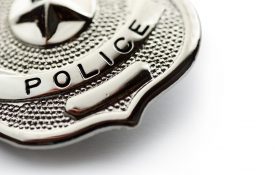 Police badge on white background.