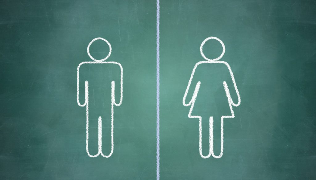 Man and woman symbols separated by a line