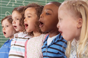This is a photo of children singing.