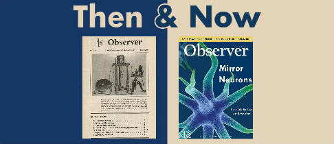 This is a photo of an old cover of the APS Observer and a newer cover of the APS Observer.