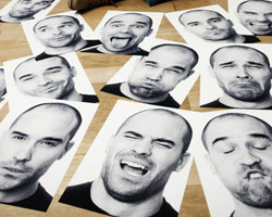 This is a photo of pictures of one man making various facial expressions.