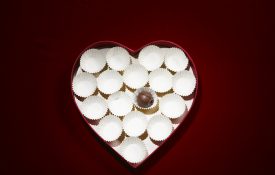 One last bonbon in a heart shaped box