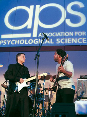 Daniel J. Levitin and Victor Wooten lay down a funky beat during the concert on Saturday night.