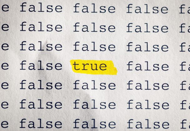 This is a photo of the word "true" highlighted in yellow.