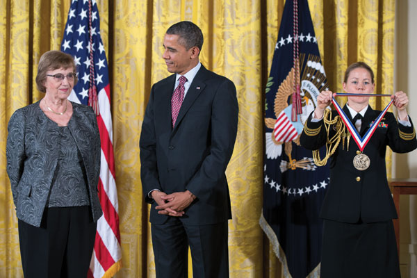 This is a photo of Anne Treisman receiving the National Medal of Science from President Obama.