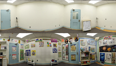 CMU researchers found that children in highly decorated classrooms (bottom image) were more distracted, spent more time off-task and demonstrated smaller learning gains than when the decorations were removed (top image).