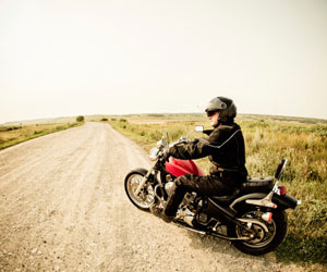 This is a photo of a person riding a motorcycle.