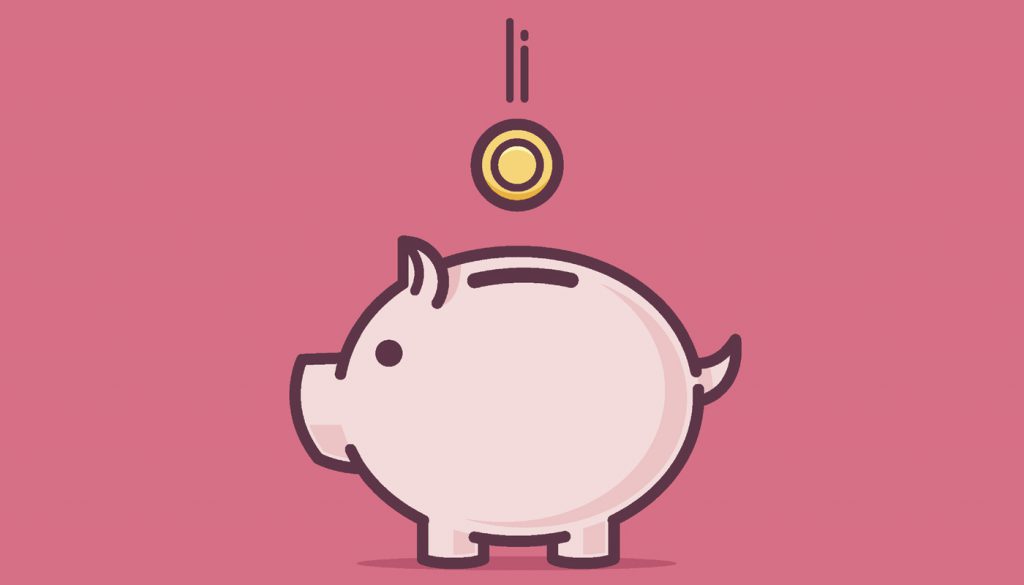 Piggy bank illustration against pink background