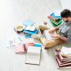 Student using different sources of information to prepare for exam