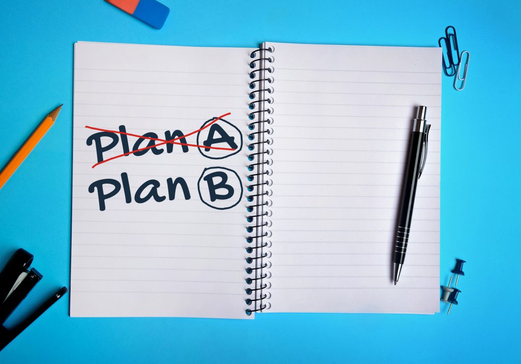 Plan A Plan B word on notebook