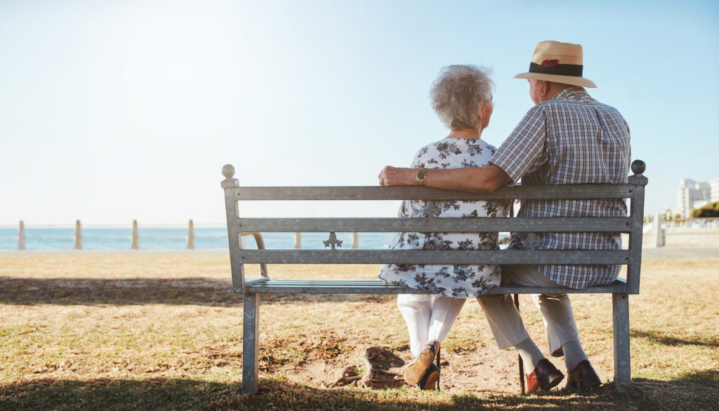 Senior couple relaxing at the seaside