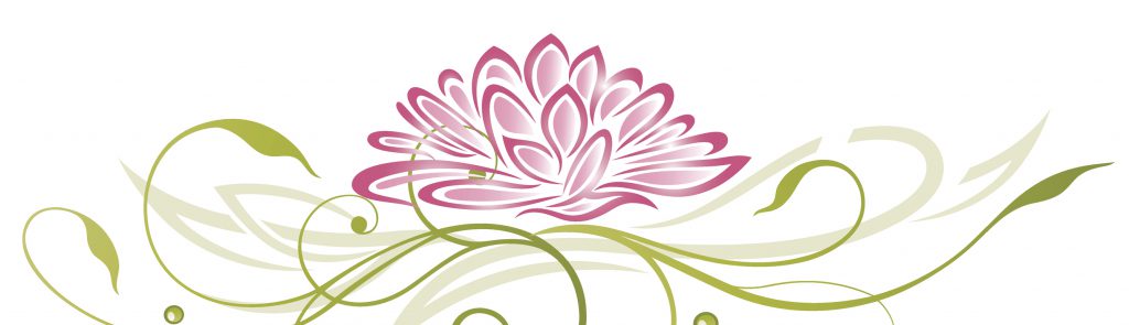 Colorful, abstract and filigree lotus in pink and green