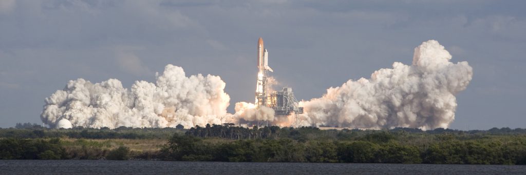Initial thrust from NASA Space Shuttle launch