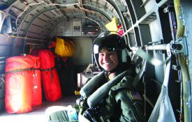 As “winged” scientists in the Navy, Aerospace Experimental Psychologists must obtain 4 hours of flight time per month. Lieutenant Commander Tatana Olson gets some flight time with the NAS Pensacola Search and Rescue detachment in the H-3 Sea King helicopter.