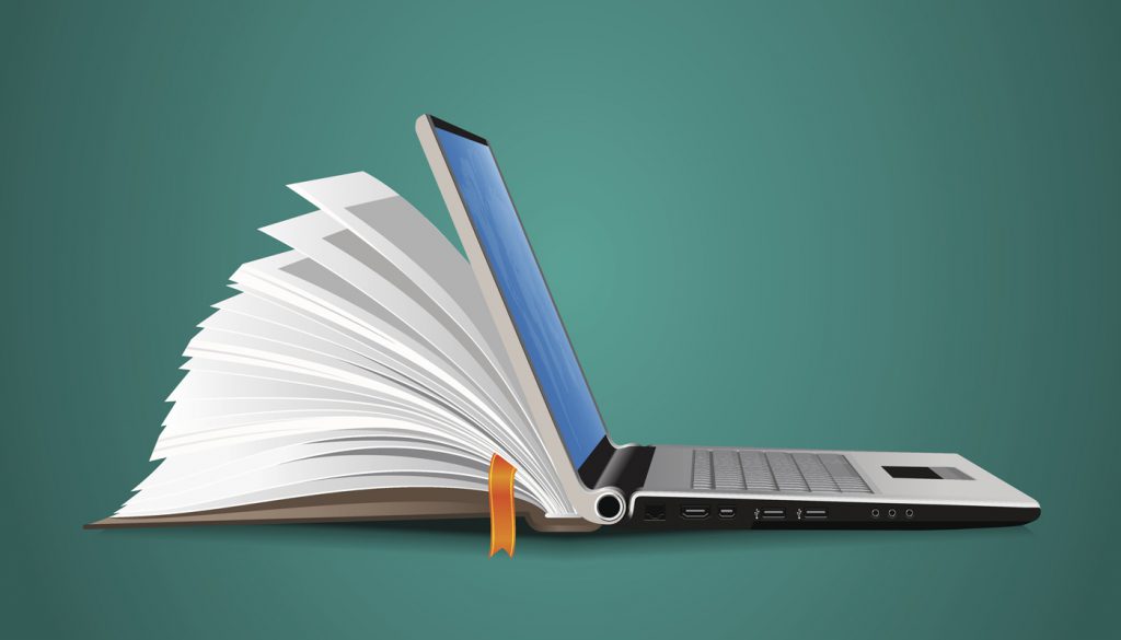 This is an illustration of a laptop that is also a book.