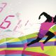 Silhouette of running man on a colorful background