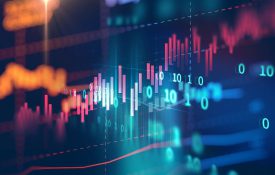 This is a technical financial graph on technology abstract background