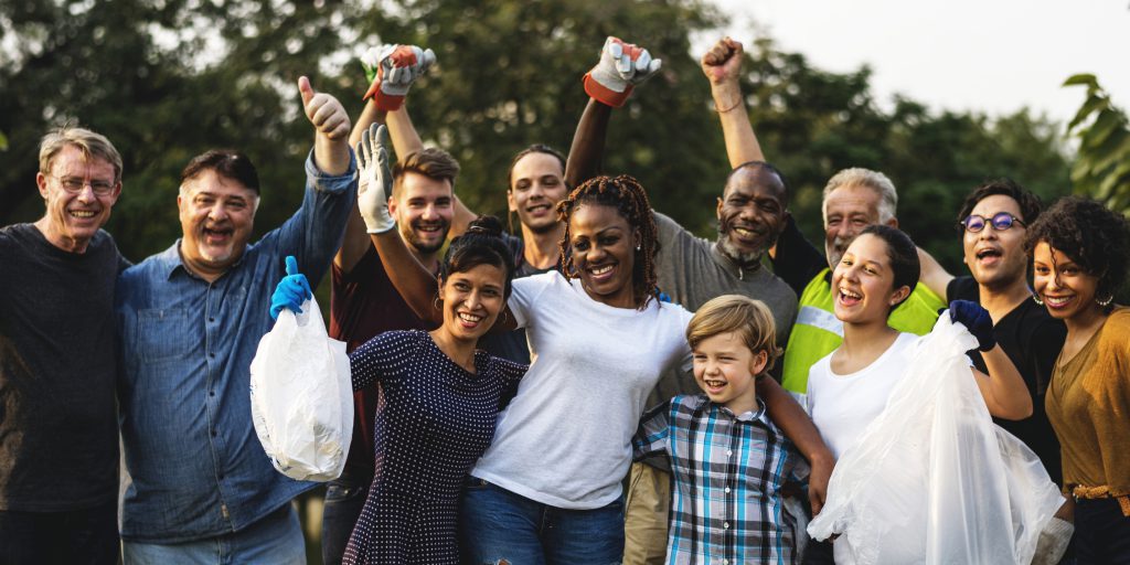 This is a photo of a group of people volunteering