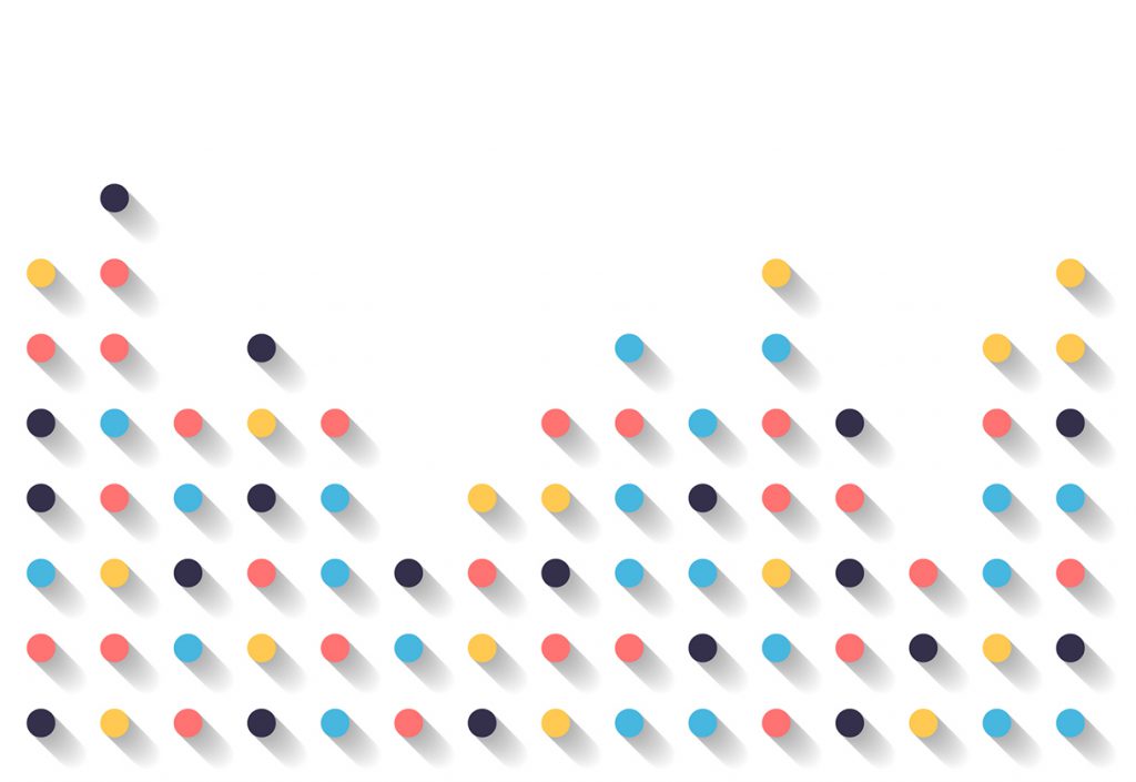 Abstract striped circles dots colorful and shadow on white background.