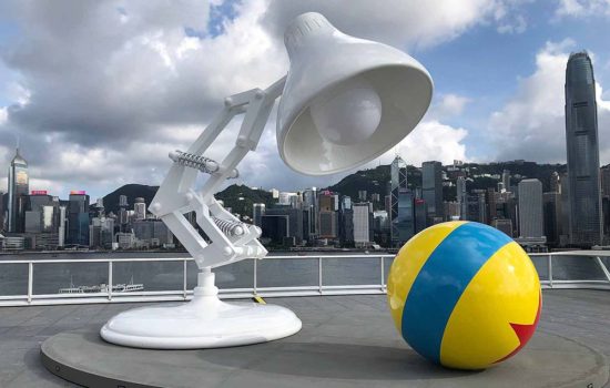 A model display of Luxo Jr. in Pixar Fest exhibition, Ocean Terminal, Harbour City, Tsim Sha Tsui, Kowloon, Hong Kong, July 2021.