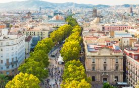 Skyline of Barcelona, Spain.