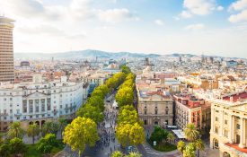 Skyline of Barcelona, Spain.