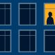 Illustration of a person's silhouette looking out a window.