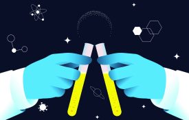 Doctors toasting with test tubes illustration