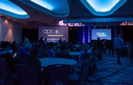 A convention ballroom before a session at the APS 37th Annual Convention.