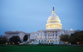 U.S. Capitol Building at dusk.