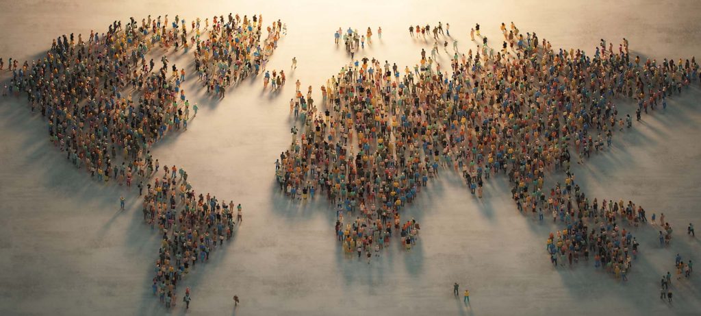 Map of the world created by large groups of people.