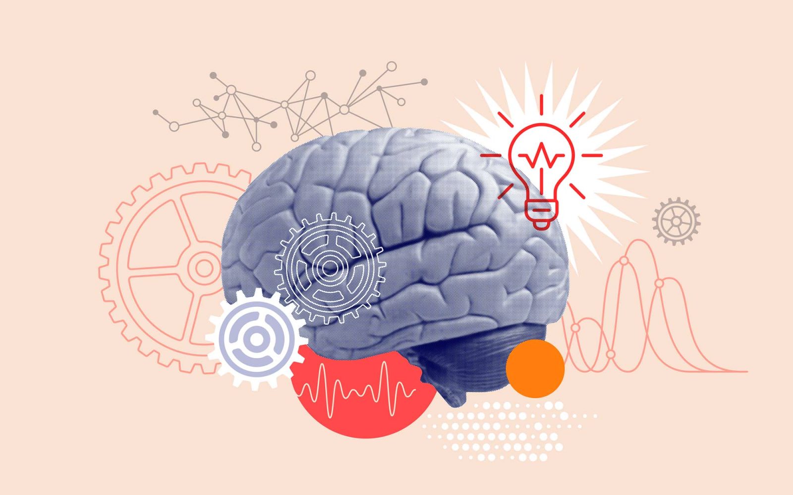 Collage illustration of brain power.