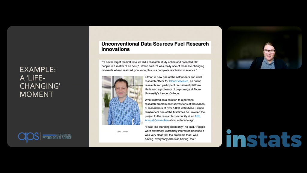 A screengrab of the Professional Development webinar on Science Writing and Storytelling.