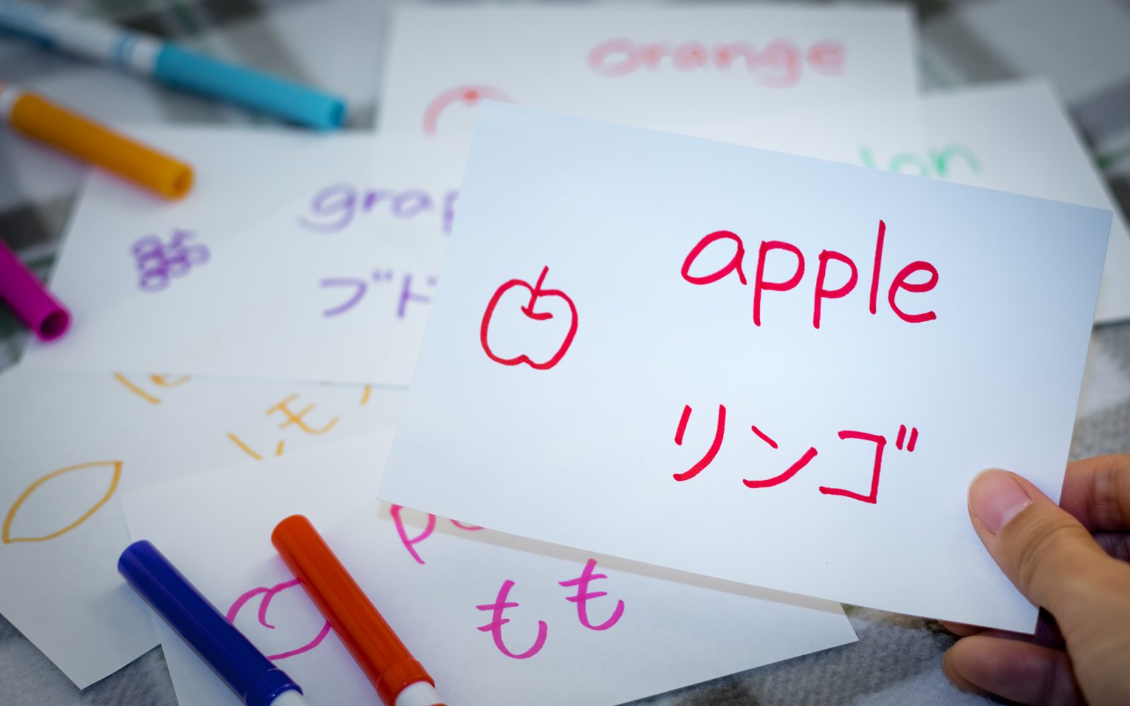 Japanese; Learning New Language with Fruits Name Flash Cards