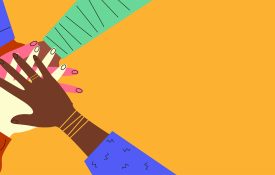Hands of different nationalities together