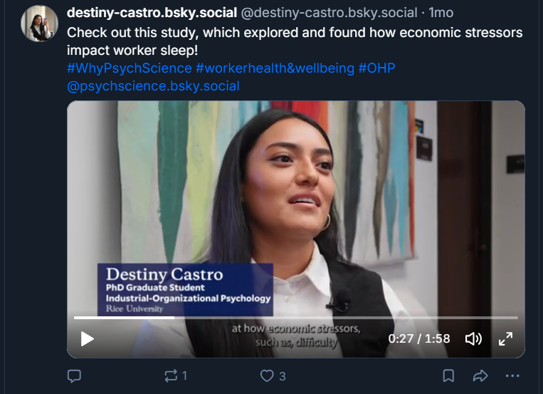 Destiny Castro's Bluesky post: Check out this study, which explored and found how economic stressors impact worker sleep! 
#WhyPsychScience #workerhealth&wellbeing #OHP 
@psychscience.bsky.social