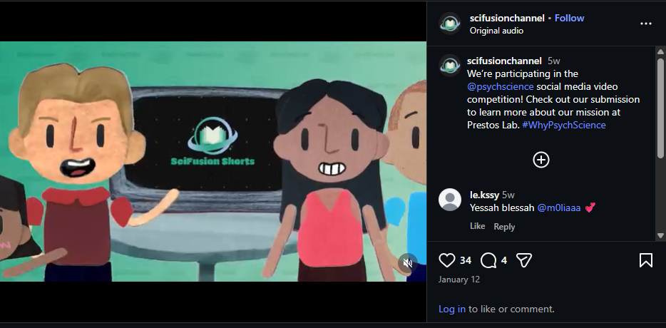 Maria Sun's post on Instagram: We’re participating in the @psychscience social media video competition! Check out our submission to learn more about our mission at Prestos Lab. #WhyPsychScience