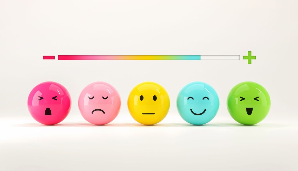 Emojis ranging from negative to positive emotions.