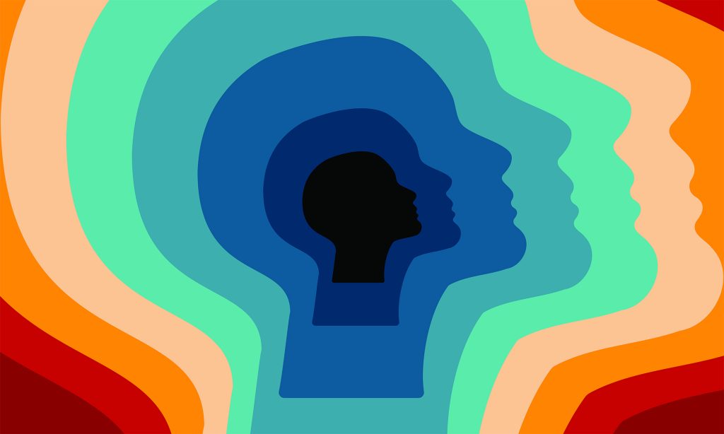 Illustrated silhouette of a head.