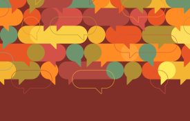 Illustration of speech bubble communication.