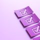 Purple checks on a purple background.
