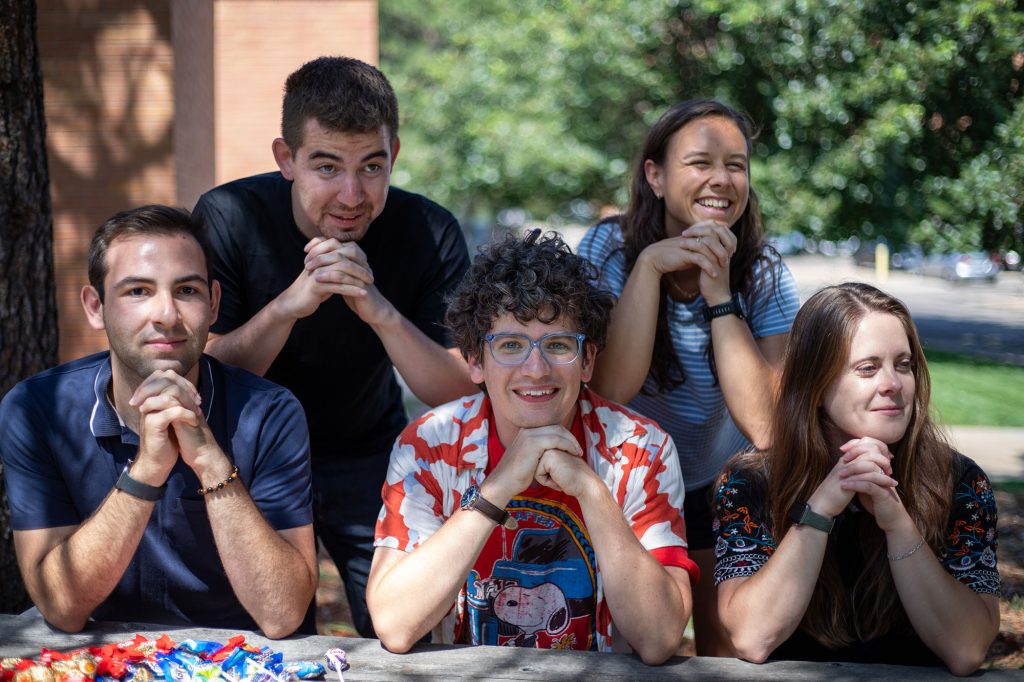 Grotzinger and his lab pose outside for a photo.