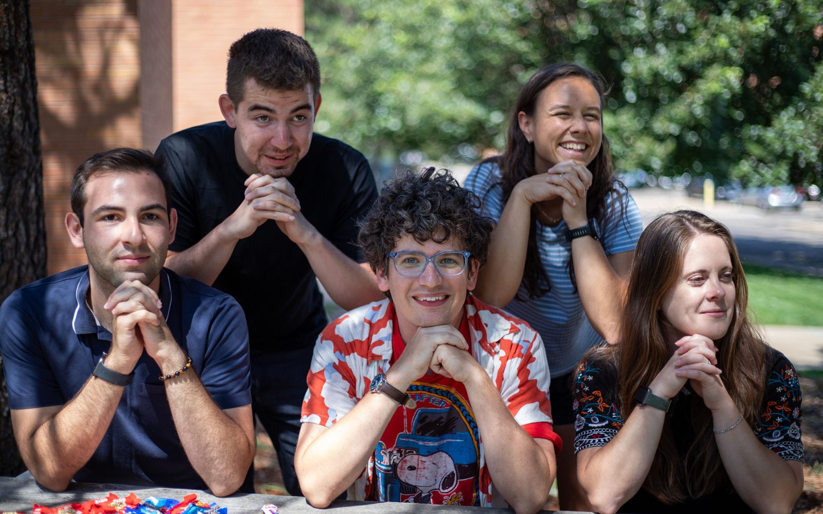 Grotzinger and his lab pose outside for a photo.